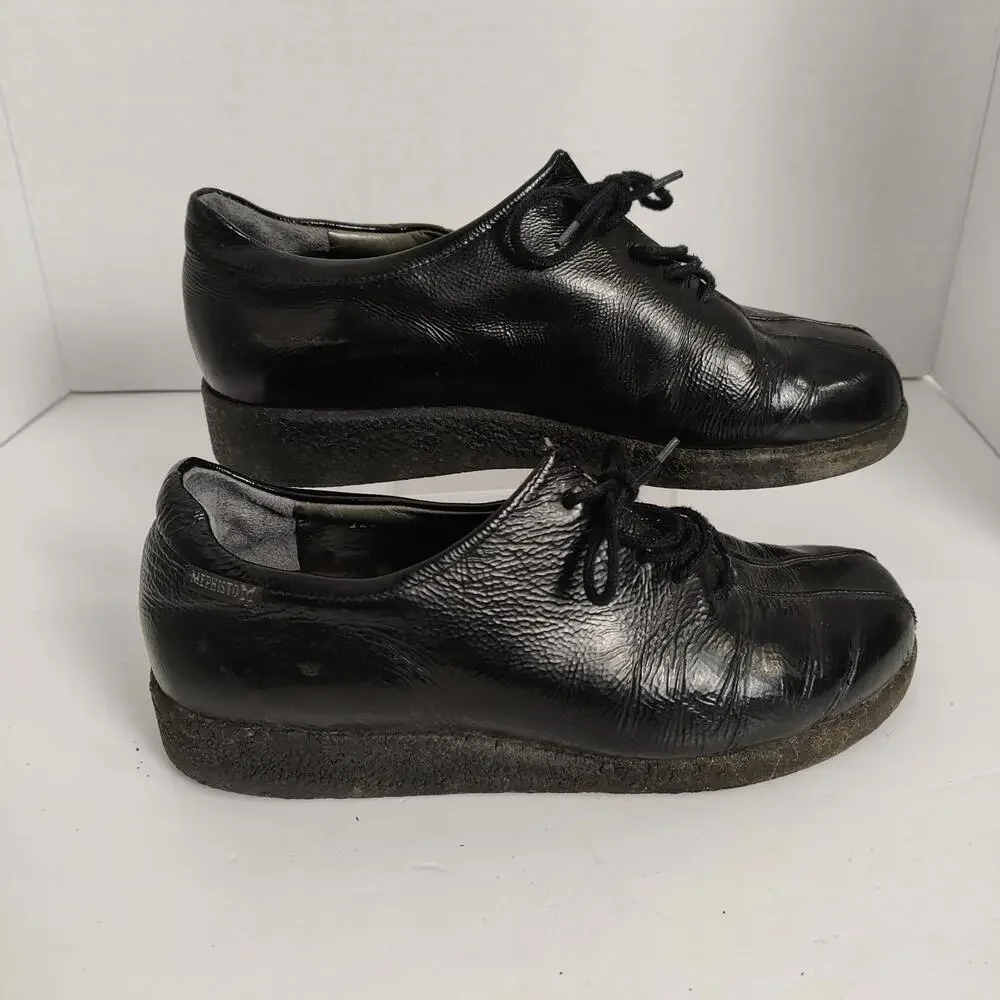 Mephisto Black Patent Leather Shoes Size US 7 Vintage Orthopedic - Picture 1 of 9
